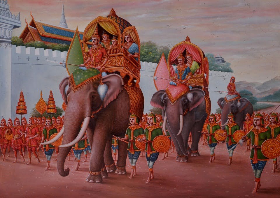 Thailand images showing kings and elephants