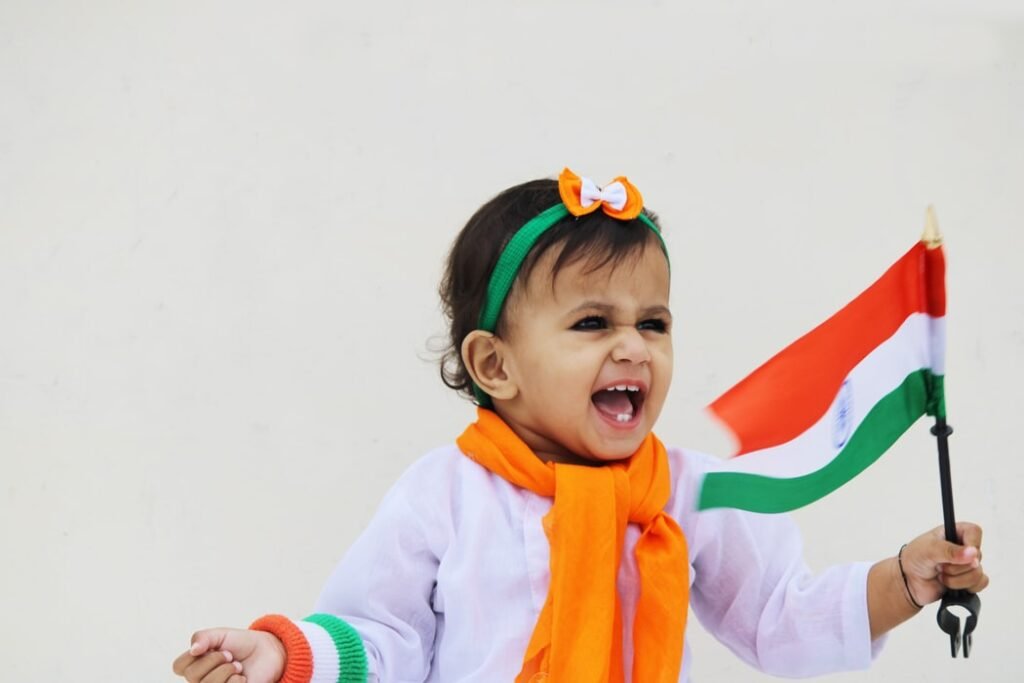 A child cheering in Republic Day Celebrations