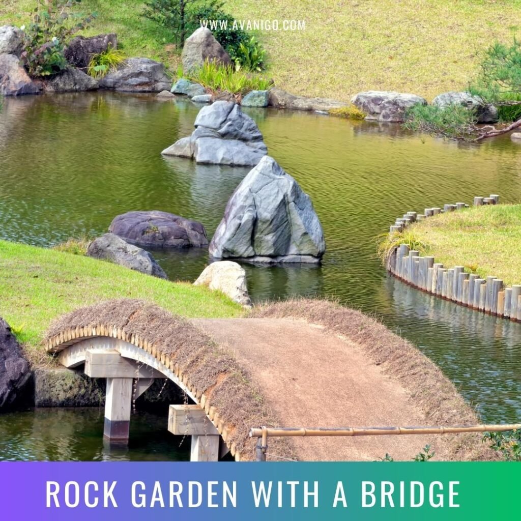rock garden with a bridge